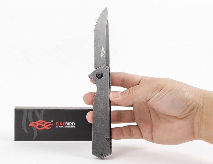 Firebird Ganzo FH13-SS Folding Pocket Knife 3.4 D2 Steel Blade All Steel Handle with Clip Outdoor Camping EDC Utility Pocket Knife (Titan Dark grey)
