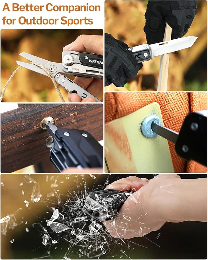 VIPERADE VAK5 Folding Knife with Scissors Pocket Multitool Knife with Belt Clip Prefect for Survival Housework Hunting Camping and Everyday Use (VAK5)