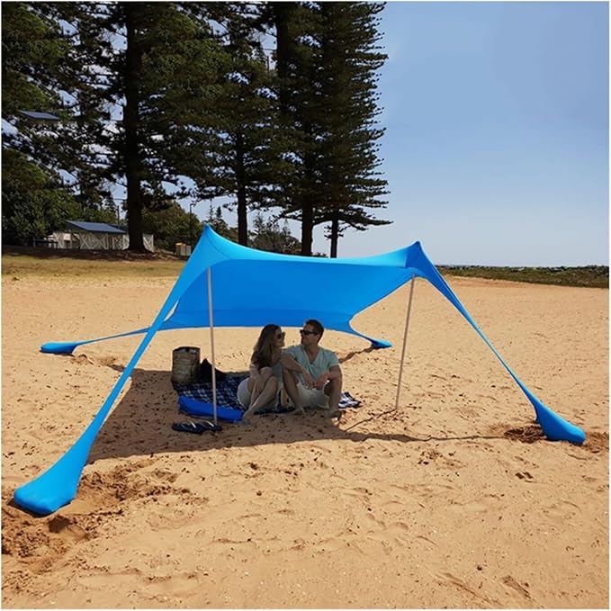 Outdoor Travel Outdoor Beach Tent Sun Shelter Camping Shades Tents Windproof One-Piece Beach Canopy Tents UPF50+ Portable Family Tent Suitable for Outdoor Family Camping Fishing(Red)