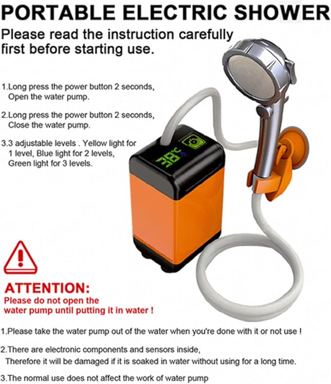 Portable Shower Pump 7800mAh Rechargeable Outdoor Shower Pump 3 Spray Modes Portable Outdoor Shower for Outdoor Shower Pet Bath Car Washing