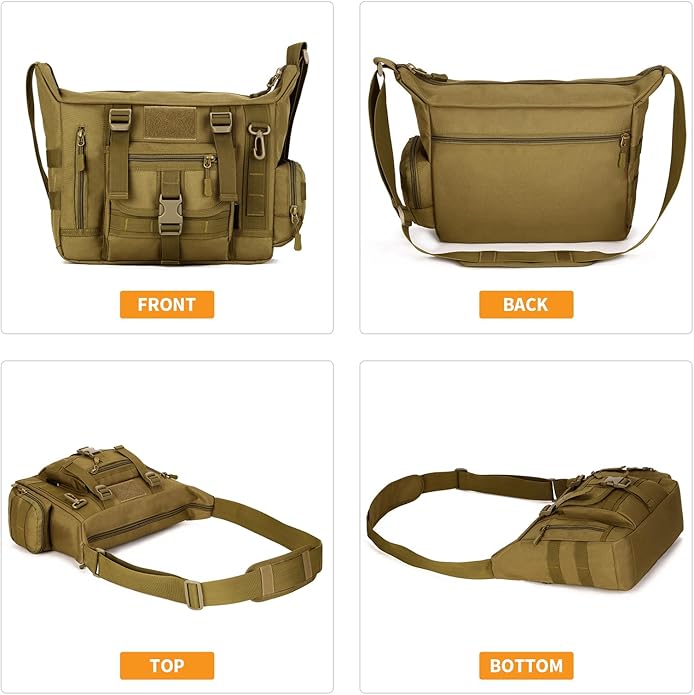 HUNTVP Messenger Bag Tactical Messenger Bag Men Canvas Shoulder Crossbody Military Laptop Bag for Work Outdoor Camping Hiking