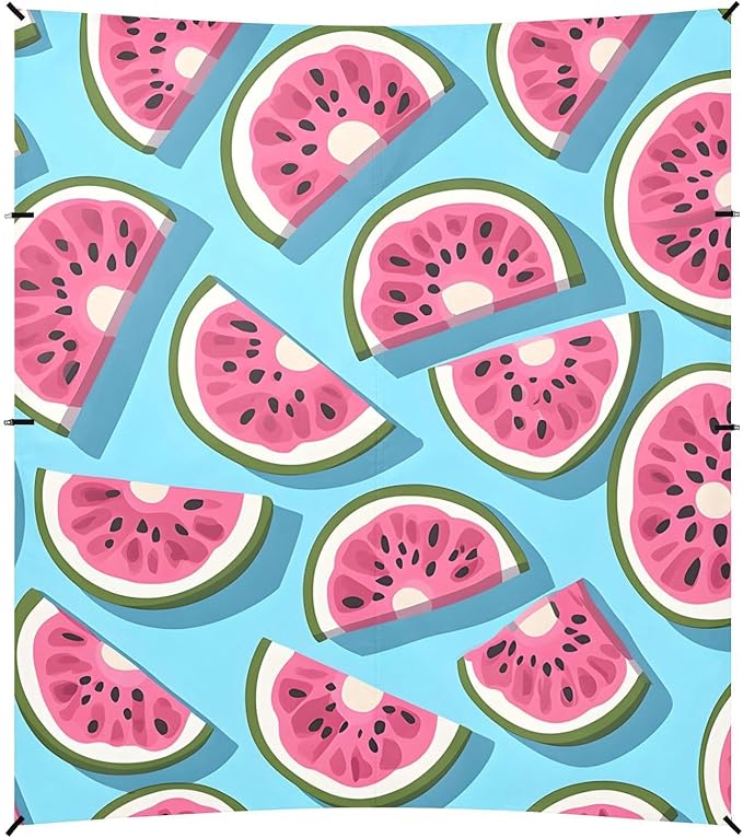 ALAZA Watermelon Tile Blue Pattern Beach Tent Sun Shelter Portable Canopy Sunshade for Outdoor Camping Picnics Backyard Fun 10x9 ft