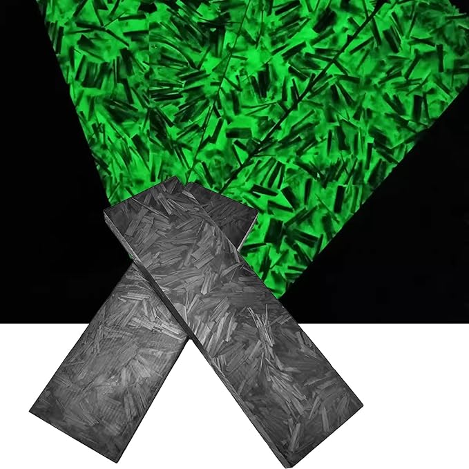 DIY Resin Knife Handle Blank Material Forged Carbon Green Luminous Marble Texture(2pcs)