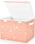 ALAZA Peach-pink Floral Vine Storage Bins Organizer Box Baskets Lidded Clothes for Shelves Closet Collapsible Stackable Storage Cubes Handles