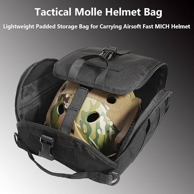 FARMSOLDIERTactical Molle Helmet Bag PackLightweight Waterproof Motorcycle Helmet Bag for Hunting Shooting
