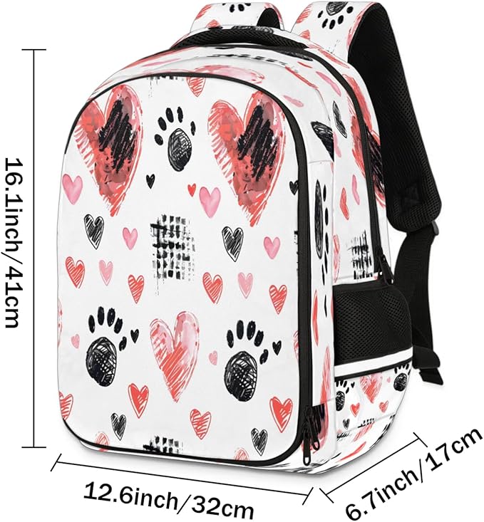 QsirBC Hand Painted Love Grid Skull Multi Compartment Backpack with Reflective Strips Adjustable Padded Straps Large Capacity Waterproof Duffel Bag for Men Women Work and Daily Use