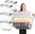 540 QT Clear Large Storage Bins with Lids 6 Pack 90 QT-Stackable Plastic Organizer for Home Office Garage BPA-Free Heavy-Duty See-Through Containers with Secure Latches &amp Handles