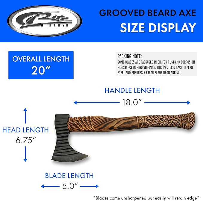 20 Wood Handle Carbon Steel Medieval Viking Axe with Sheath
