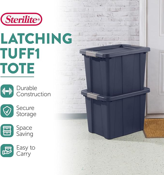 Sterilite 18-Pack Storage Bins with Lids Heavy Duty Totes Tuff1 18 Gallon Dark Indigo