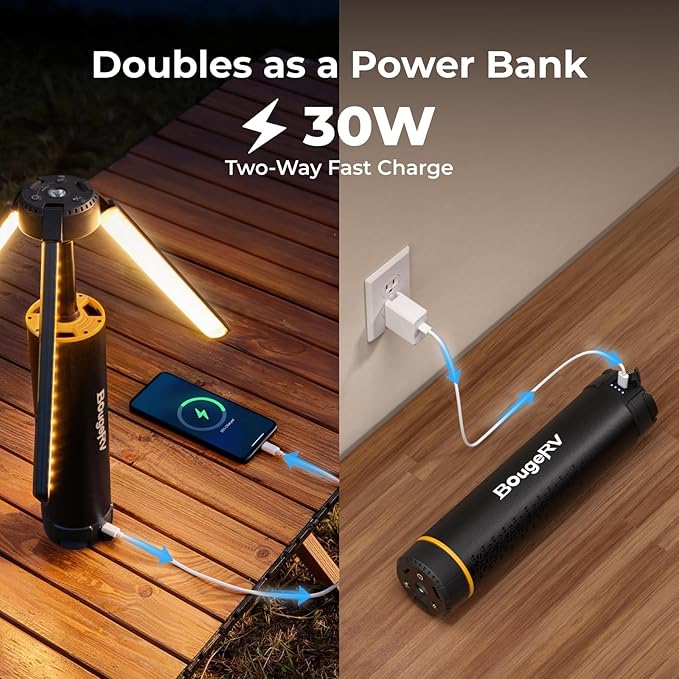 BougeRV Telescopic Camping Light 15600mAh Rechargeable Lantern Portable Camping Light 1000x3 Lumens Rotatable Camping Light for Tent Emergency Outdoor IPX5 Water Resistant(2026 New)