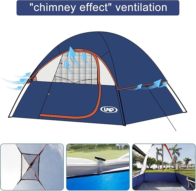 Camping Tent 2-4 Person Waterproof Windproof Tent with Rainfly Easy Set up-Portable Dome Tents for Camping…