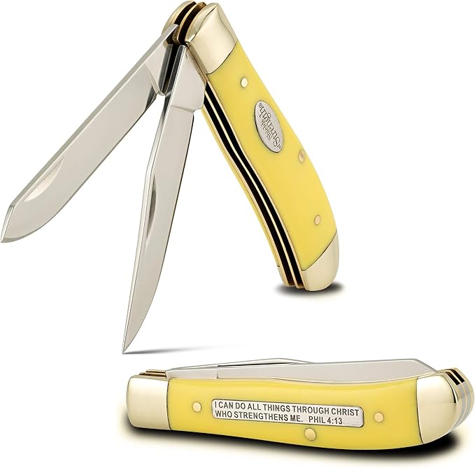 Shields of Strength Stainless Steel Double Blade Pocket Knife-Phil. 4:13