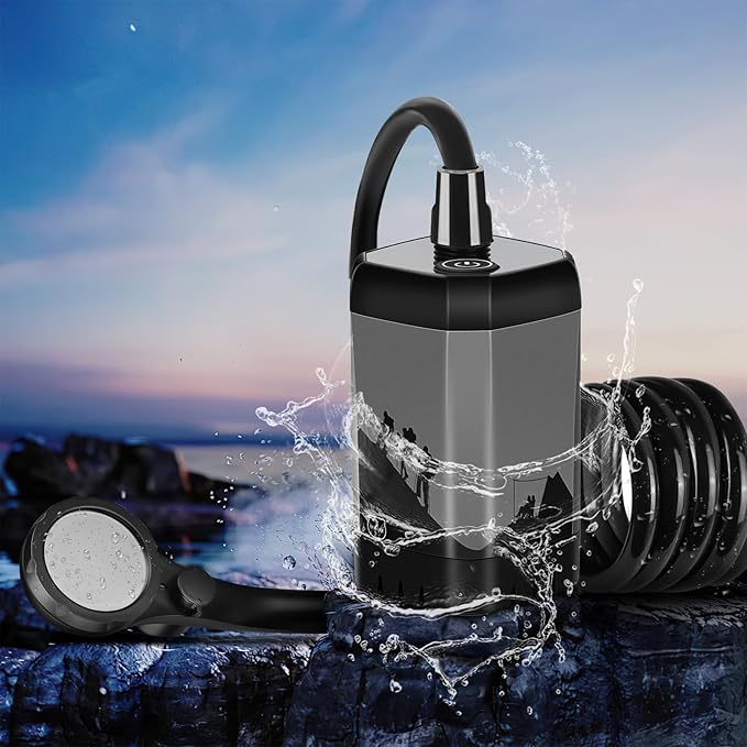 MIAOKE Upgrade Portable Camping Shower 7800mAh Outdoor Electric Shower Rechargeable Pump with Intelligent Digital Display Temperature Display Shower Head for Camping Hiking Traveling