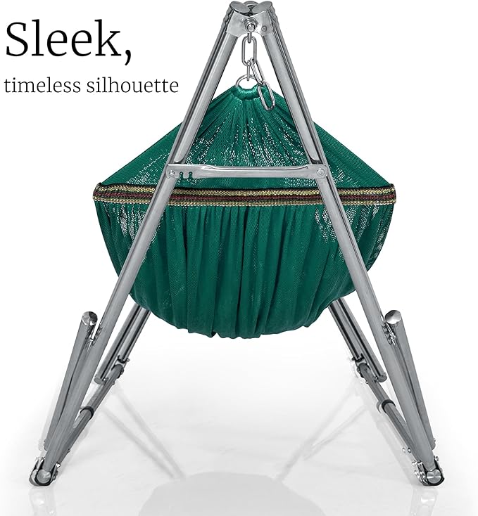 Tranquillo Adjustable Collapsible Hammock with Stand – Picnic Hammock Stand and 2 Layered Polyester Hammock Net for 2 Persons with Carry Bag Peacock