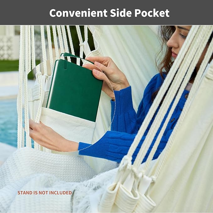 CHULIM Hanging Hammock Chair Swing MAX 500 lbs Outdoor Hanging Chair with Footrest Indoor Swing Chair with Portable Steel Spreader Bar and Hardware Kit for Bedroom Living Room Patio Porch - White