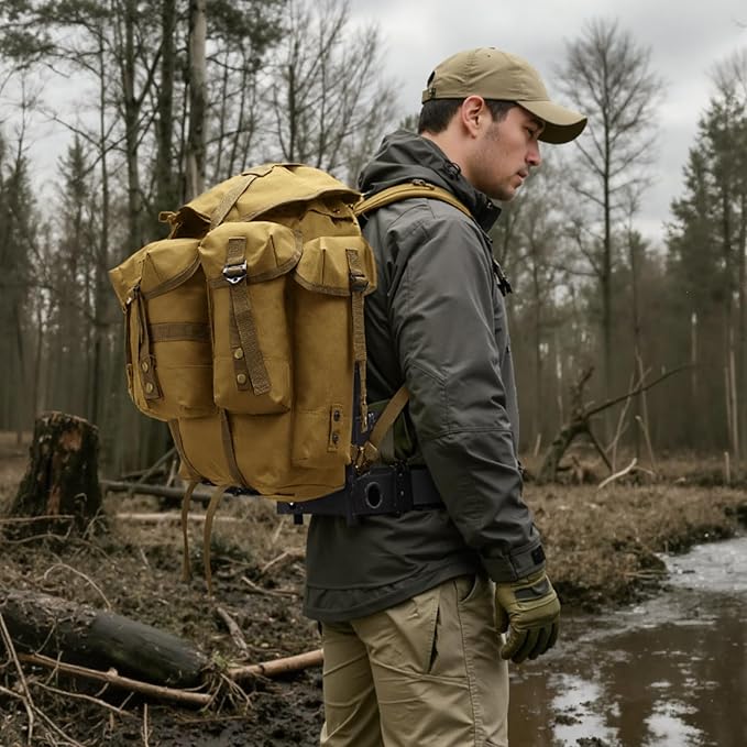 50L Military Alice Pack Army Survival Combat ALICE Rucksack Backpack for Men &amp Women for Camping Hiking Emergency Khaki