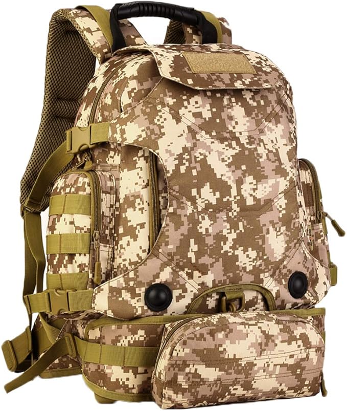 UNISTRENGH 40-litre Multi-Functional Tactical Backpacks Outdoor Trekking Pack Duffle Bag Urban Backpacks with Cycling Fanny Waist Bag (Desert Camouflage)