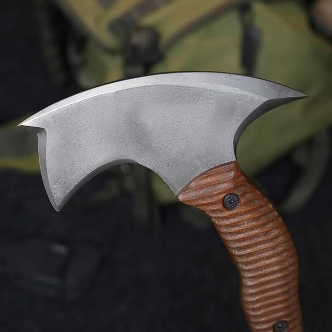 AncientSmithy Tactical Tomahawk Axe Full Tang 11.22 Compact Survival Axes for Throwing with Sheath Handmade Bushcraft Hatchet for Camping &amp Wood Chopping