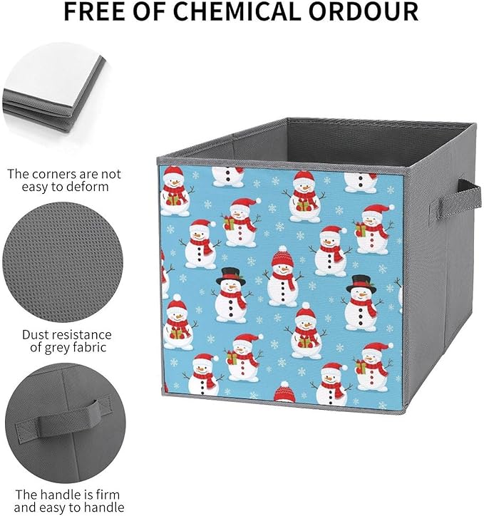 Convenient Closet Organizer Bins Christmas Snowman Foldable Storage Cubes for Clothes Shoes Neat Storage Solution