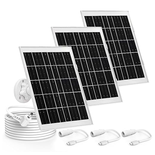 3 Pack Solar Panel Charger Compatible with Ring Solar Panel (2nd Generation) 8W Ring Outdoor Camera PlusOutdoor Cam (Stick Up Cam) Stick Up Cam Pro Spotlight Cam Plus Spotlight Cam Pro 10FT Cable