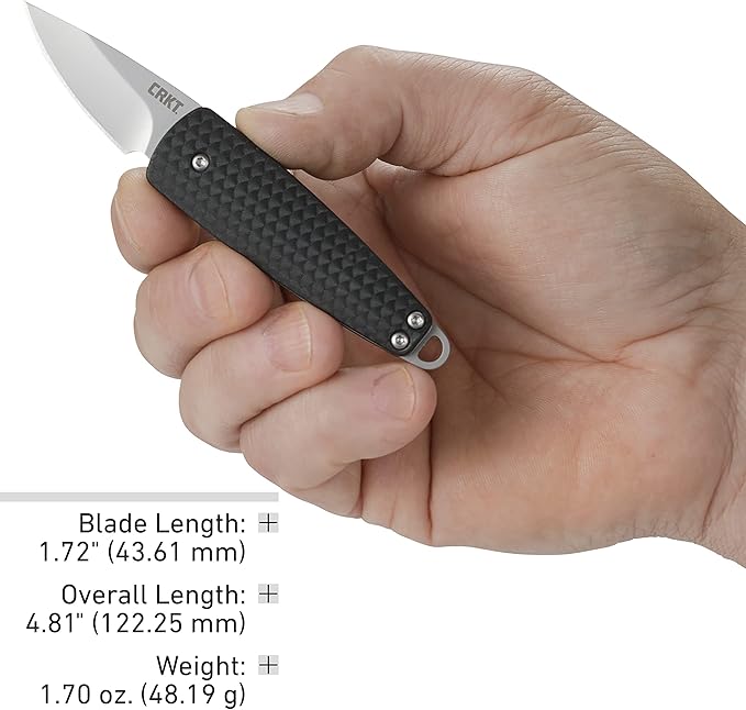 CRKT Dually Folding Carry Knife: Plain Edge Folder with Slip Joint - Everyday Carry Folded Knife Black Glass Reinforced Nylon Handle with Lanyard Hole Bottle Opener 7086