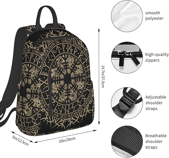 Laptop Backpack Travel Backpack Large Diaper Bag Doctor Bag Backpack for Women &amp Men (Cool Norse Viking Vegvisir runic compass)