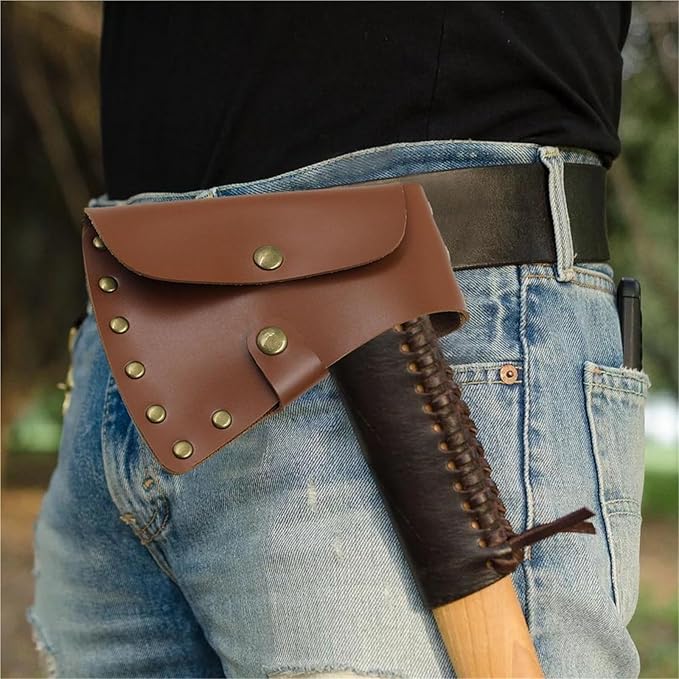 Axe Holster Case Hatchet Head Sheath Protector Camping Cover Axe Head PU Leather Protection Covers No Axe for Outdoor Camping Blade Protection