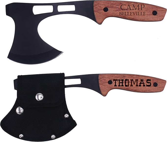 The Wedding Party Store Personalized Engraved Wood Hand Axe - Engraved Monogrammed Tomahawk Hatchet - Fathers Day Valentines Birthday Gift for Him