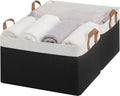StorageWorks Storage Bins Fabric Storage Bins for Shelves Extra Large Storage Baskets with Metal Frame Closet Baskets and Bins with Handles Jumbo Black and White 2-Pack