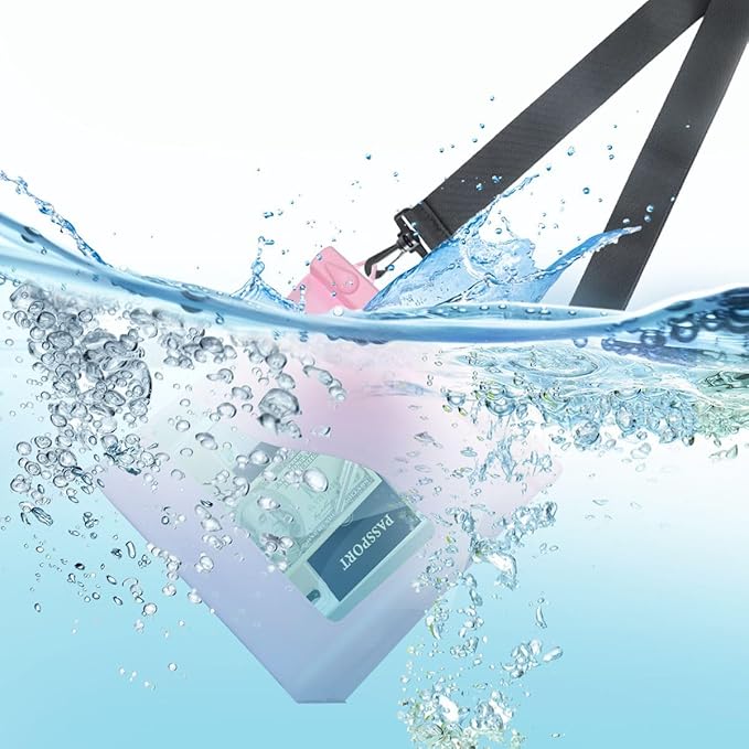 Waterproof Pvc Swimming Bag with Shoulder Strap for Beach Travel Combo Bag Scuba Snorkeling Diving Riving Trekking Storage Pouch Large Capacity Lightweight Bag (Pink)