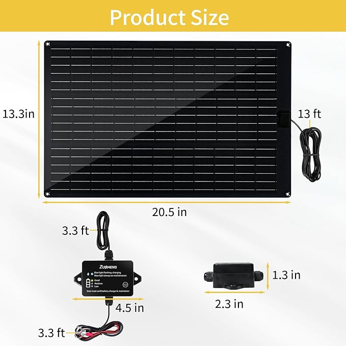 32W Solar Battery Charger Zuomeng MPPT Solar Battery Maintainer &amp Solar Trickle Charger Kit with 32W High-Efficiency Solar Panel Pulse Repair Solar Battery Charger