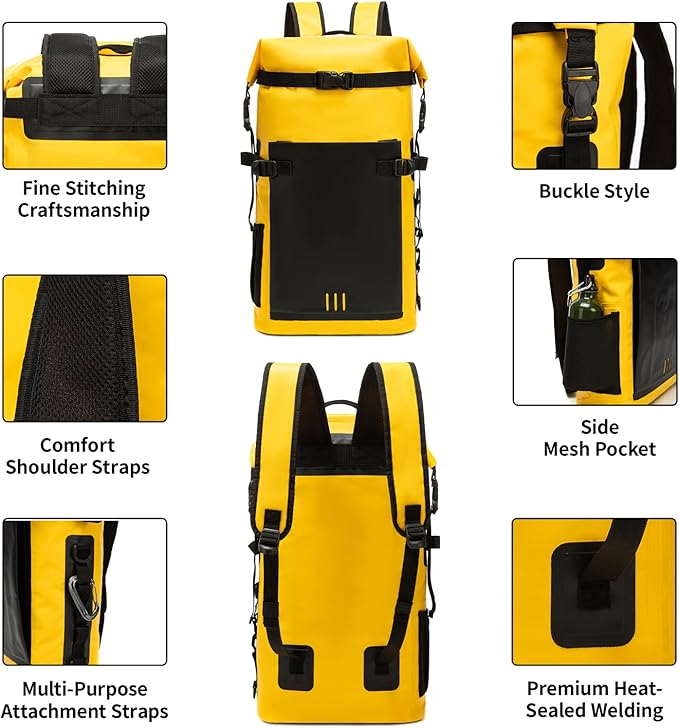 Waterproof Dry BagHeavy Duty Hiking Backpack Roll-Top Closure Bag for Kayaking Hiking Camping Boating- Men/Women ﻿