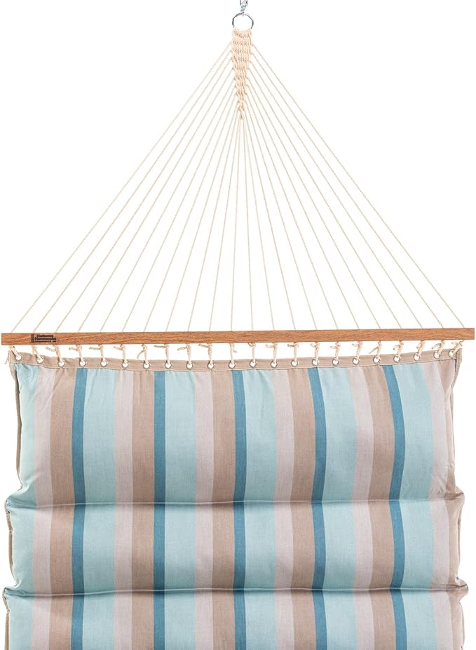 Hatteras Hammocks Gateway Mist Sunbrella Pillowtop Hammock with Free Extension Chains &amp Tree Hooks Handcrafted in The USA Accommodates 2 People 450 LB Weight Capacity 13 ft. x 55 in.