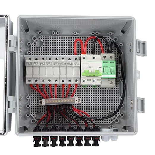 Solar Combiner Box 8 String 80A Circuit Breaker IP65 Outdoor Rated for Off Grid PV System Panel Power Distribution