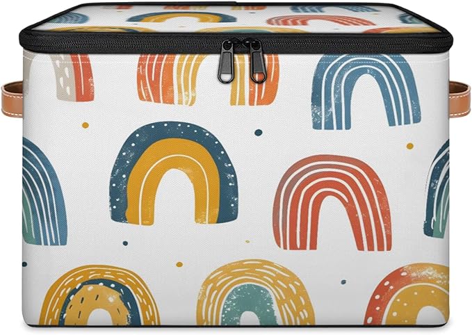 Storage Bins with Lids Rainbows Storage Basket Clothes Organizer with Handles Closet Storage Containers for Clothing Bedding Blanket