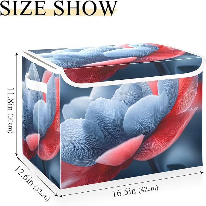 AIXIWAWA Lidded Storage Cube (Surreal Flower) Fabric Foldable Closet Bins with Flip Lid and Handles Organizer Basket Container 16.5 x 12.6 x 11.8 IN