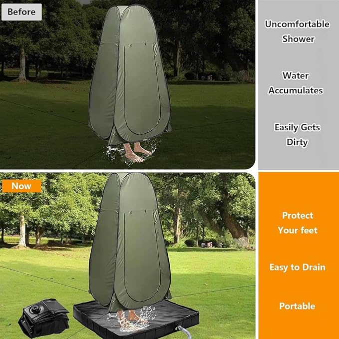 Portable Shower Pan with Drain Hose Shower Pan Portable Camper Outdoor Shower for Camping Beach Outdoor Shower