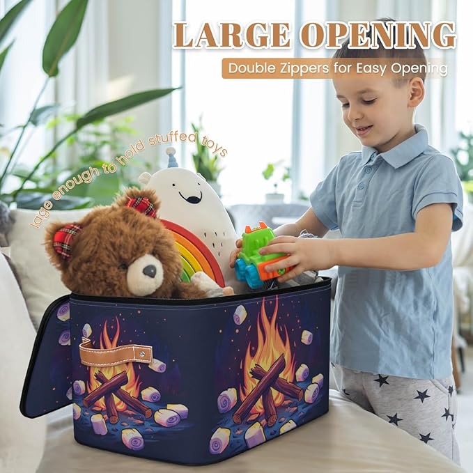 Camping Storage Basket for Bedroom Kitchen Bathroom Storage Bins with Zipper Lids Foldable Toy Cube Storage Organizer for Kid Teen Women Men