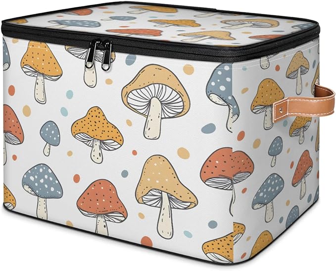 Storage Bins with Lids Lovely Mushroom Storage Basket Clothes Organizer with Handles Closet Storage Containers for Clothing Bedding Blanket