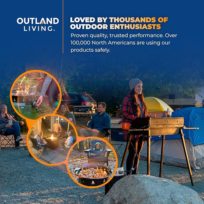 Outland Living Portable Propane Fire Pit 19-inch 58000 BTU with Fire Pit Cover &amp Carry Kit Smokeless Gas Firebowl | Perfect for Camping Patio Backyard Tailgating Deck RV| Black 893 Deluxe