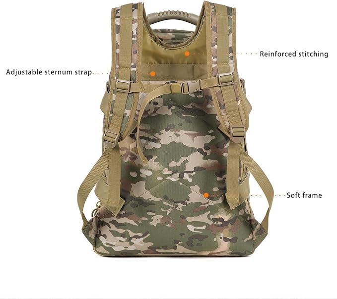 Tactical Military Backpack for Men 45L Gym Backpacks Outdoor Bag Large MOLLE Daypack for Rucking Hiking Fishing Camping (BCP)