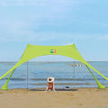 YUEWO 10x10FT Portable Family Beach Tent Sunshade Pop Up Sun Shelter 2 Poles for Beach Camping Fishing Backyard Picnic and Outdoors