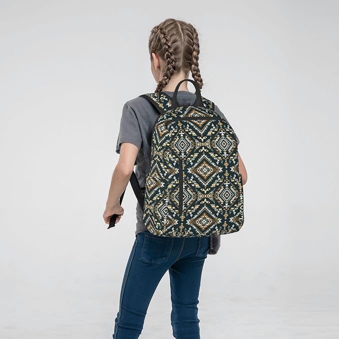 Laptop Backpack Travel Backpack Large Diaper Bag Doctor Bag Backpack for Women &amp Men (Ethnic Indiana Southwest Western Tribal Aztec green)