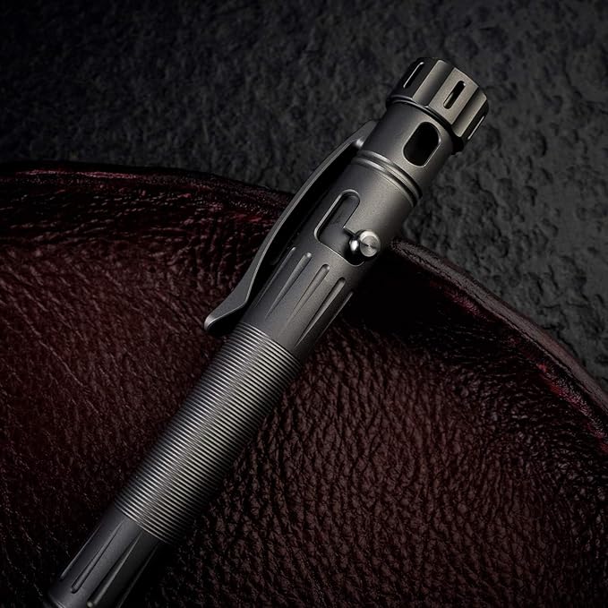 MecArmy TPX12 Mini Titanium Bolt Action Tactical Pen with Replaceable Refill EDC Tactical Pen with Stress-Relief Spinner Tail for Office Outdoor Lightweight for Daily Carry (Titanium Bronze)