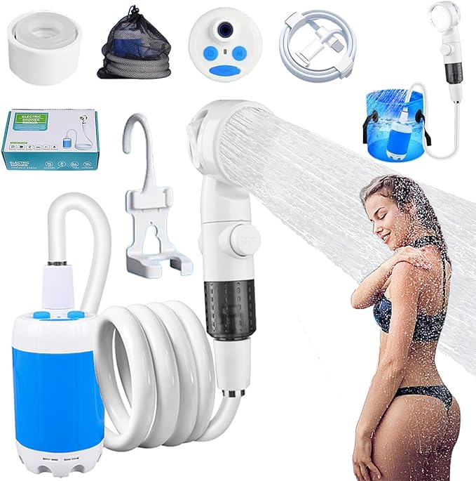 Portable Camping Shower Pump-Rechargeable Outdoor Shower Head Sprayer 2025 Portable Electric Camping Outdoor Shower with Digital Display &amp Multiple Spray Modes for CampingTraveling