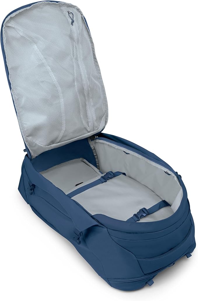 Osprey Farpoint 40L Men's Travel Backpack - Carry On Bag with Laptop Sleeve and Toiletry Pocket Antique Blue