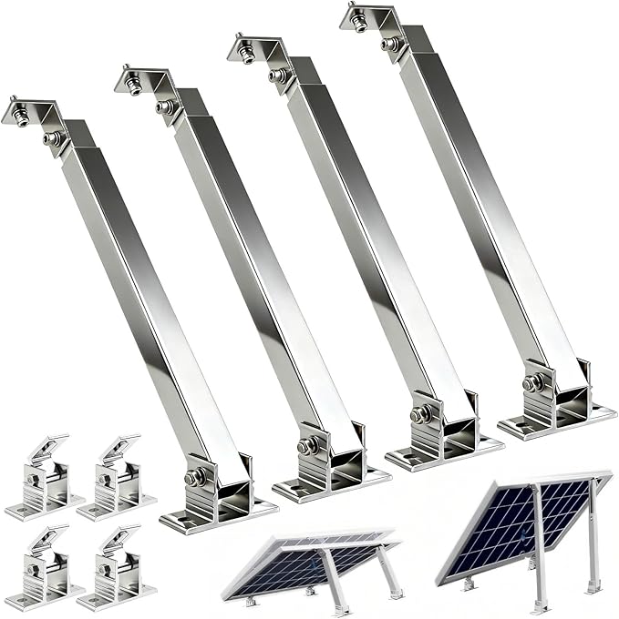 GCCSJ 2 Sets Solar Panel Mounting Brackets 14-27 inch Adjustable Solar Panel Tilt Mount Brackets Aluminum Alloy Solar Panel Mounting Kit Suitable for 100-450W Solar Panels for RV Roof Boat Camping