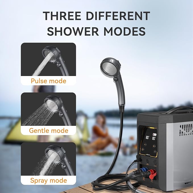 Powered Portable Water Heater Battery-Powered Camping Water Heater On-Demand Propane Camping Shower &amp Shower Pump Constant Temperature Rechargeable Battery