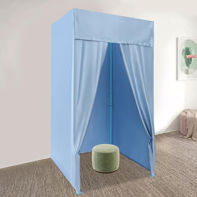 Portable Privacy Dressing Room Height Adjustable Canopy Changing Room for Indoor Photoshoots Camping Pool 3.28 * 3.28 * 6.56ft (Blue)