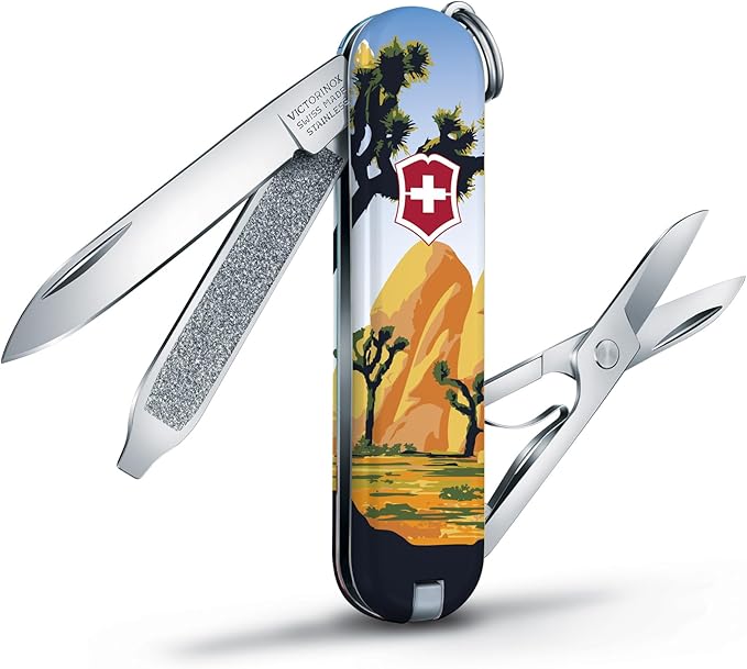 Victorinox Classic SD Swiss Army Knife Compact 7 Functions Swiss Made Pocket Knife with Small Blade Screwdriver and Key Ring - Joshua Tree National Park